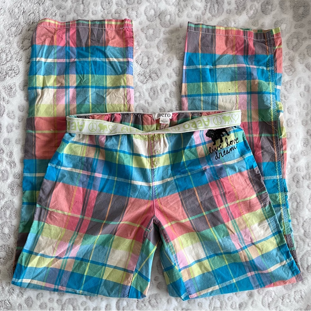 Aéropostale Plaid Pajama Pants - Pastel Multi
